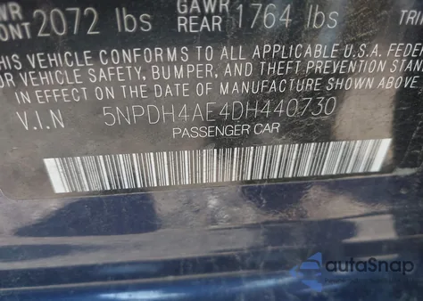 2013 Hyundai Elantra Limited z USA, uszkodzony, nr VIN 5NPDH4AE4DH440730